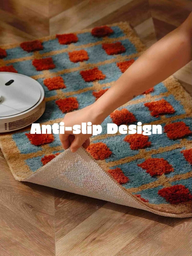 Ultra Soft Retro Whimsica Gridl Bath Rug, Machine-washable, Absorbent Mat