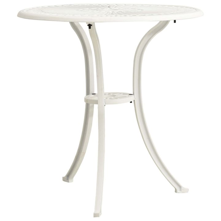 vidaXL Garden Table White 24.4"x24.4"x25.6" Cast Aluminum