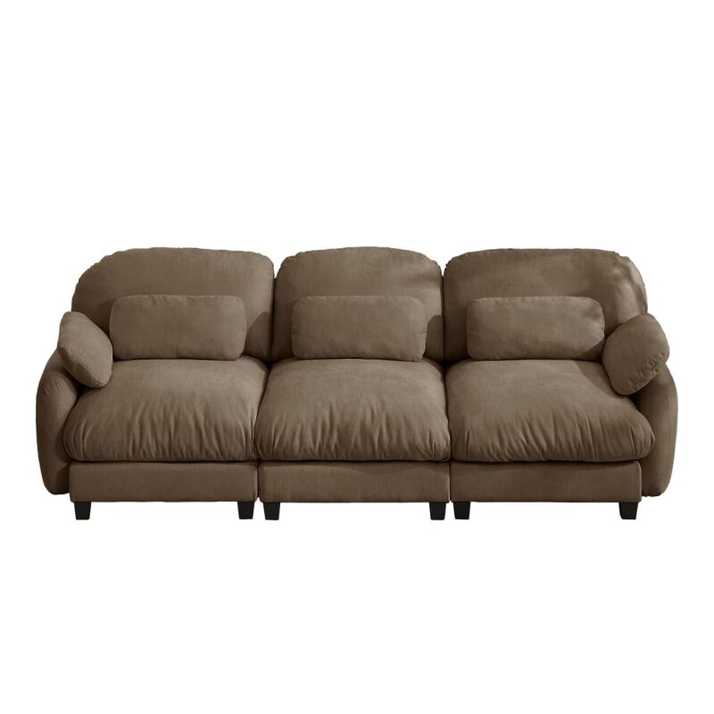 3 Seat modular cloud couch for living room, Chenille deep seat sofa with plush cushions, Modular 3 seater sofa for home image number 5