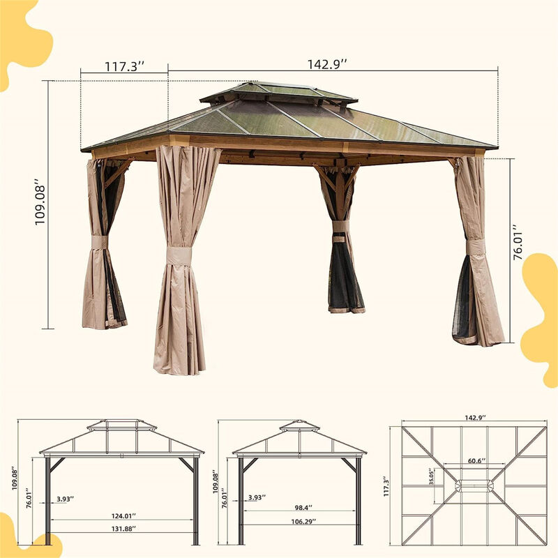 Streamdale 10'X12' Hardtop Gazebo for Outdoor Garden & Patio image number 4