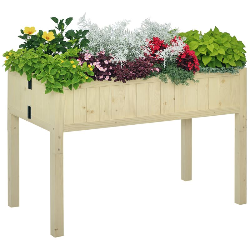 Hivvago Space-Saving Raised Planter Box with Liner and Drainage image number 0