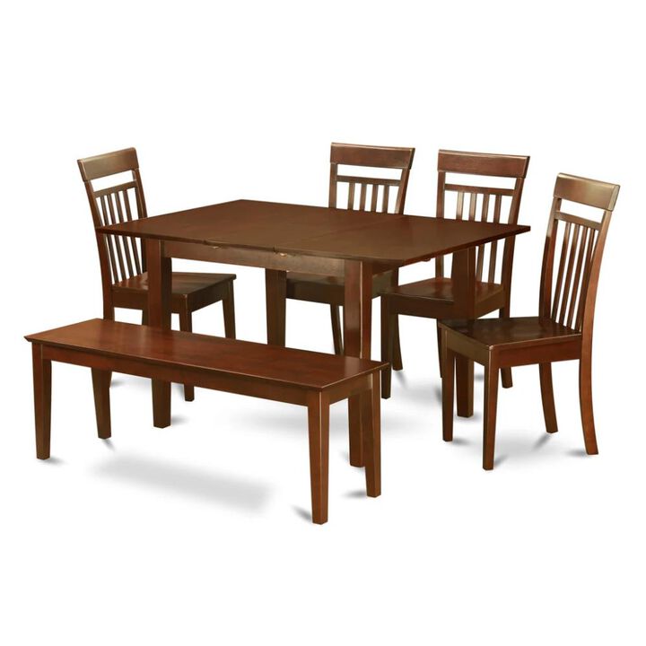 6-Pc Dining room set with bench -Tables with 4 Dining Chairs and Bench