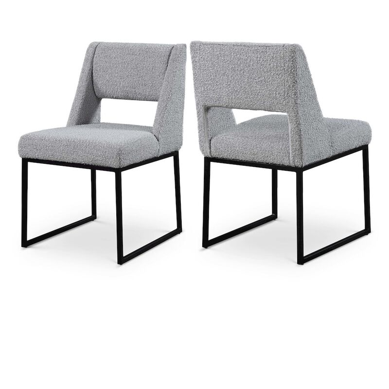 Meridian Furniture Jayce Grey Boucle Fabric Dining Chair, Set of 2