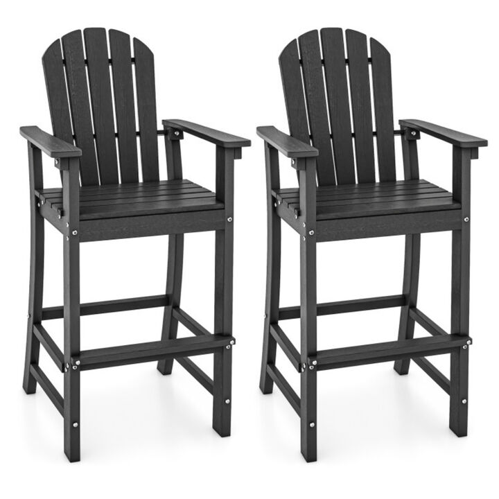 Outdoor HDPE Counter Height Bar Stools with Armrests and Footrest Set of 2