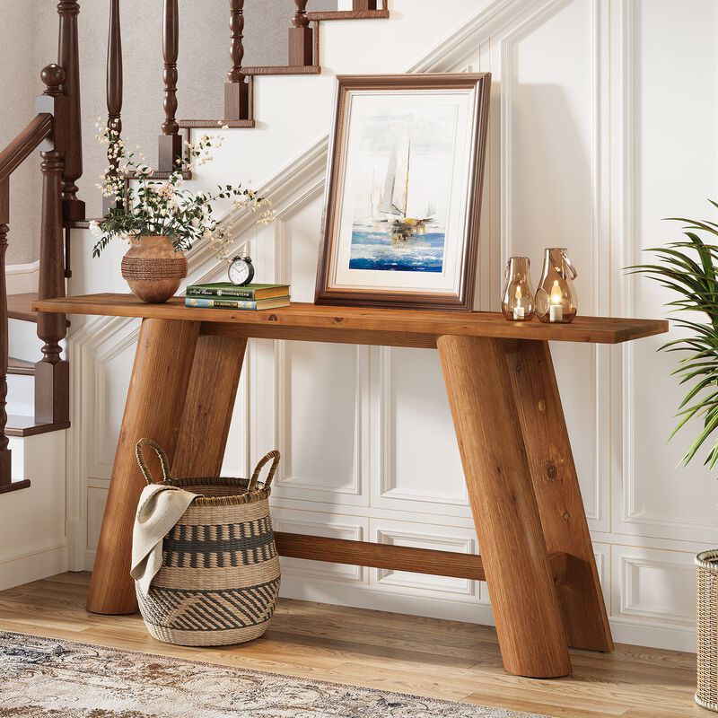 Narrow Wood Sofa Console Table, Entryway Furniture for Behind Couch-Rustic Brown image number 5