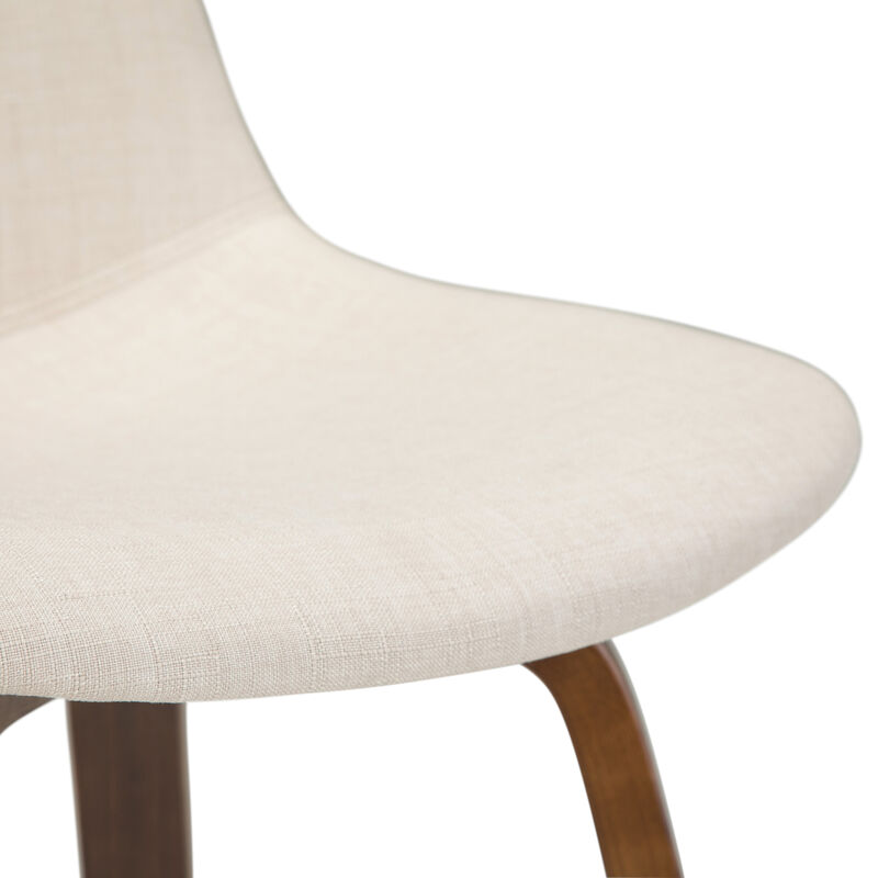 Randolph Mid-Century Modern 28 inch Bentwood Counter/ Bar Height Stool (Set of 2) in Natural Linen Look Fabric