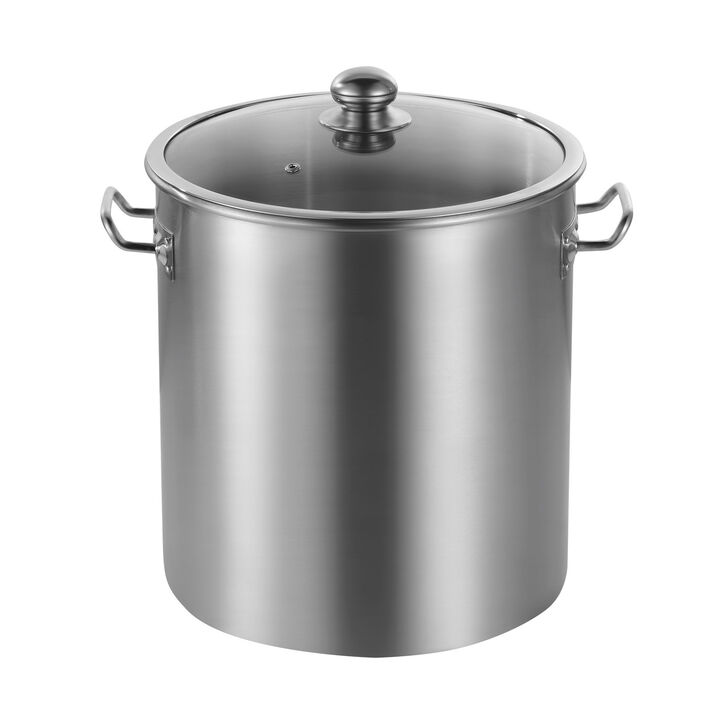 Stainless Steel Stock Pot with Lid, Heavy Duty Cooking Pot for Steaming Boiling Frying