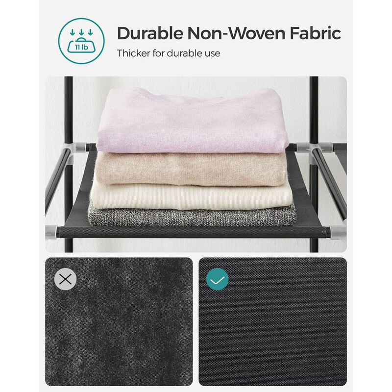 Portable Closet Wardrobe with 4 Hanging Rods and Shelves &ndash; Freestanding Clothes Organizer for Bedroom or Storage Room