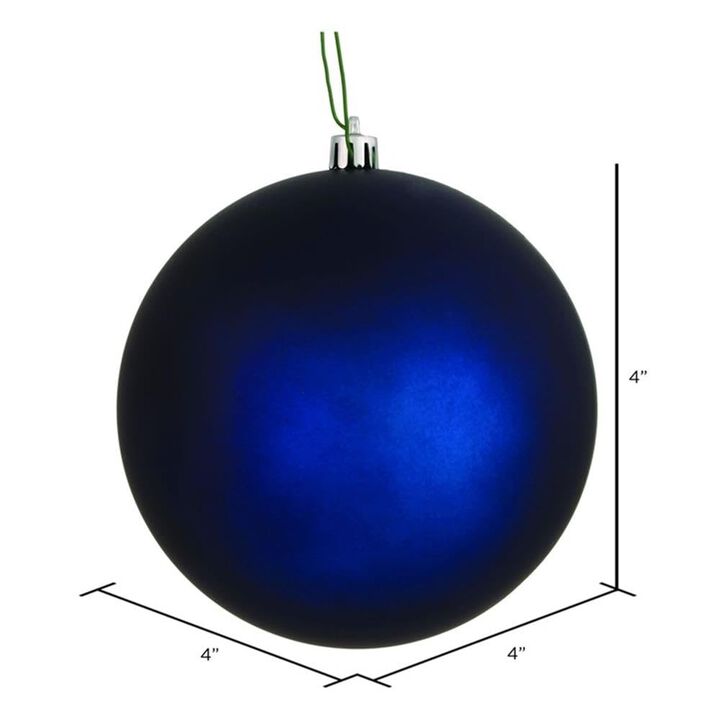 Vickerman 4" Plastic Ball Ornaments in Matte Midnight Blue (Set of 6)