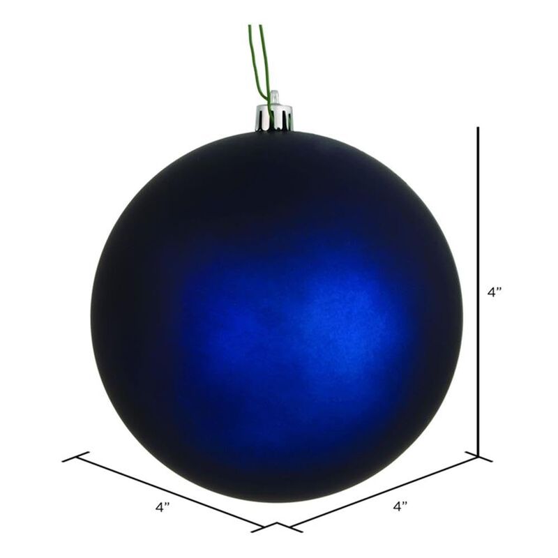 Vickerman 4" Plastic Ball Ornaments in Matte Midnight Blue (Set of 6) image number 1