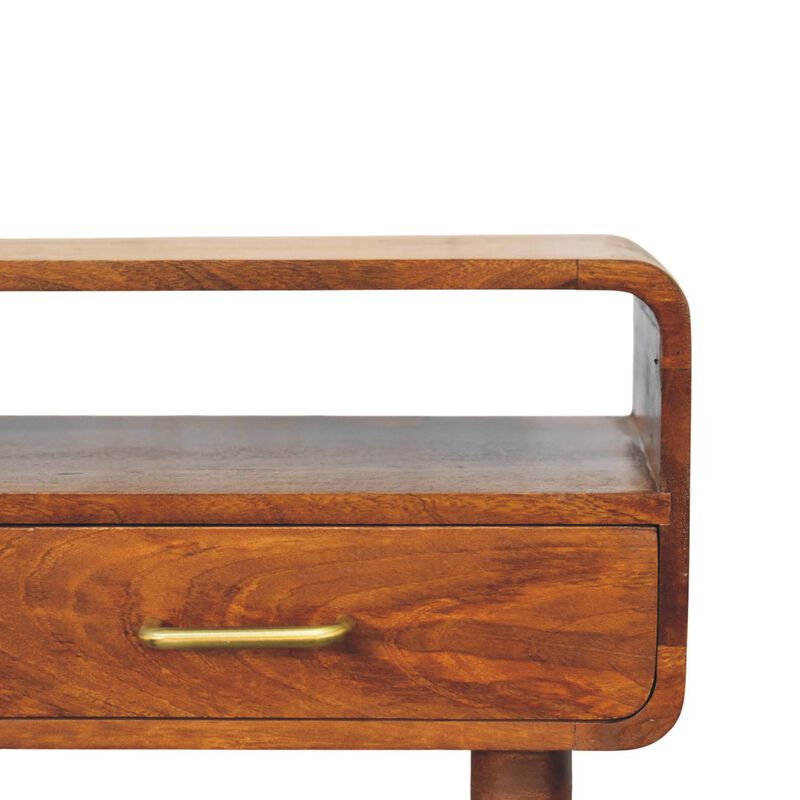 Artisan Furniture Solid Wood Valenza Curved Console Table, Brown image number 3