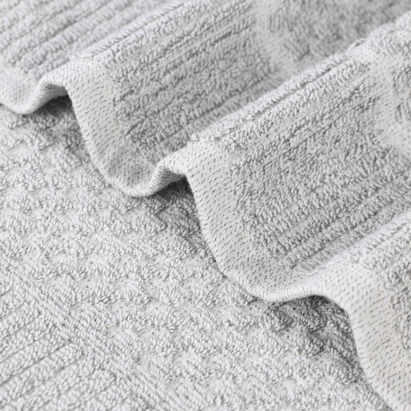 Set of 6 Cotton Blend Hand Towels with Checkered and Ribbed Texture image number 1