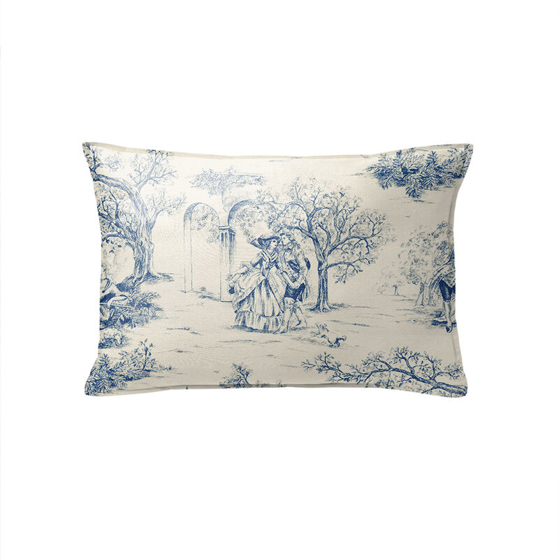 6ix Tailors Fine Linens Archamps Toile Blue Decorative Throw Pillows image number 1