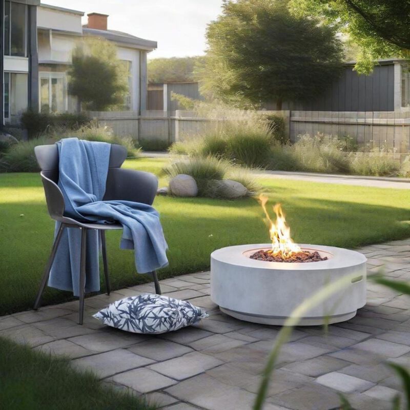 30" Propane Gas Fire Pit Table, 50000 BTU Round Concrete Fire Pit for Outside Patio Deck Garden Backyard image number 8