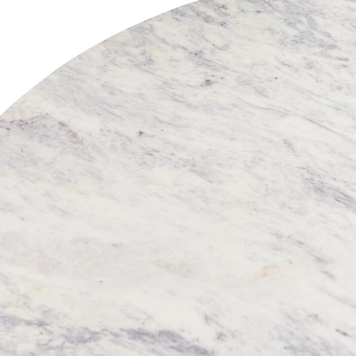 World Interiors Madrid Marble Dining Table with Teak Legs