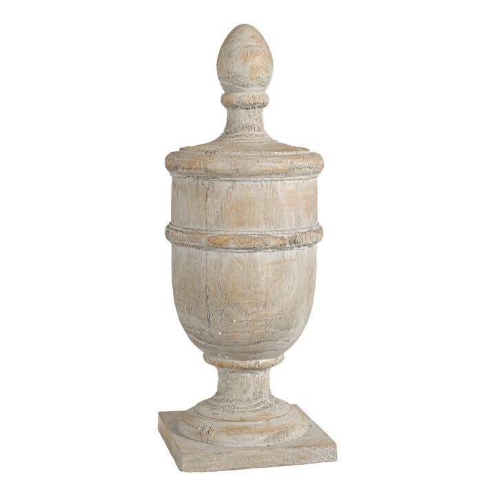 22 Inch Classical Accent Decor Statuette, Turned Finial Design, Off White - Benzara