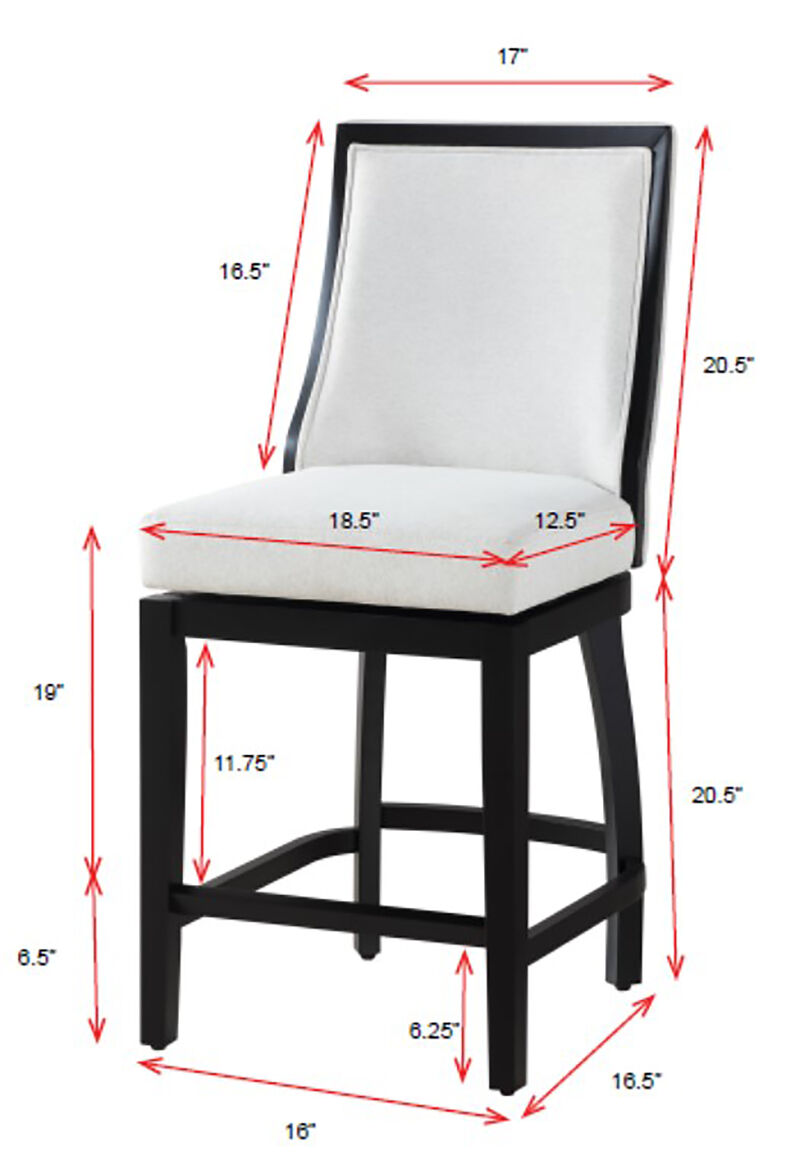 Katherine 24 in. High Back Wood 40.74 in. Swivel Counter Stool with Fabric Seat