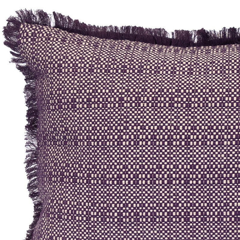 HomeRoots 14" X 20" Purple and White Striped Cotton Throw Pillow With Fringe image number 3