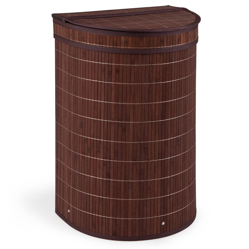 19 Gal Wicker Clothes Hamper with Zippered Lid and Fabric Liner image number 0
