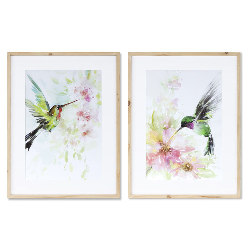 Charming Hummingbird Watercolor Set of 2 Delightful Artworks for Your Walls