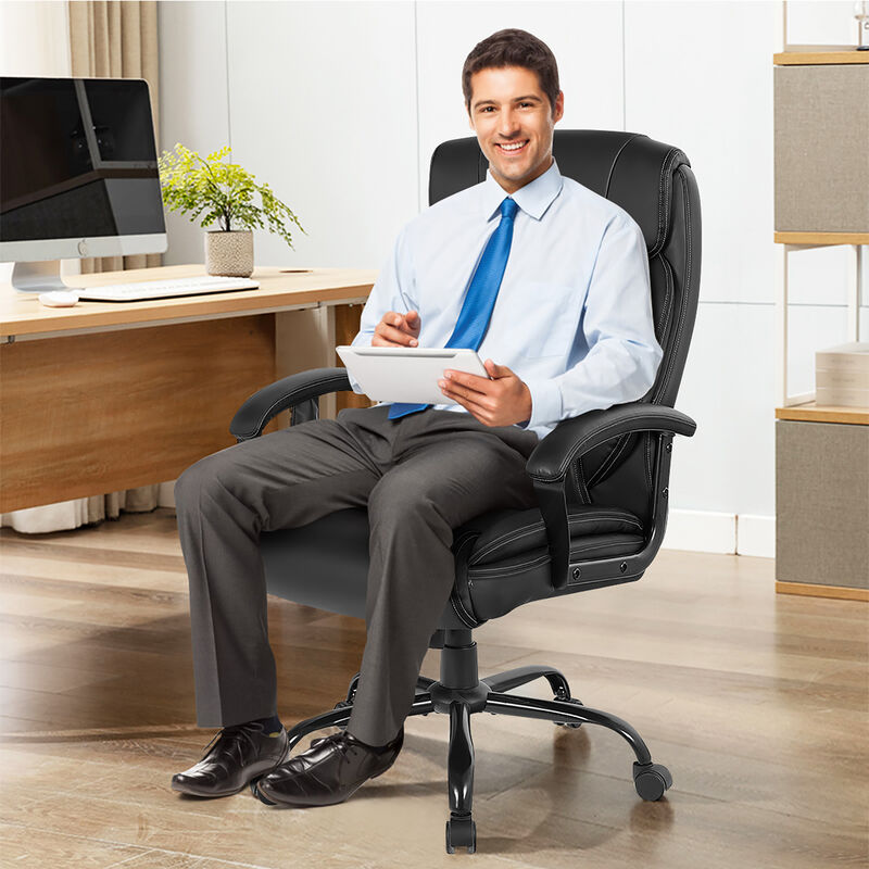 Costway Big & Tall 500lb Massage Office Chair E xecutive PU Leather Computer Desk Chair
