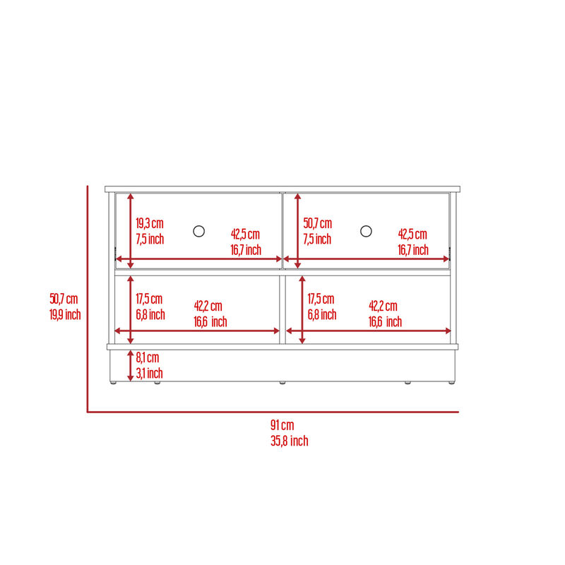 Streamdale Willamette Rectangle 2-Shelf 2-Drawer Storage Bench Black Wengue image number 8