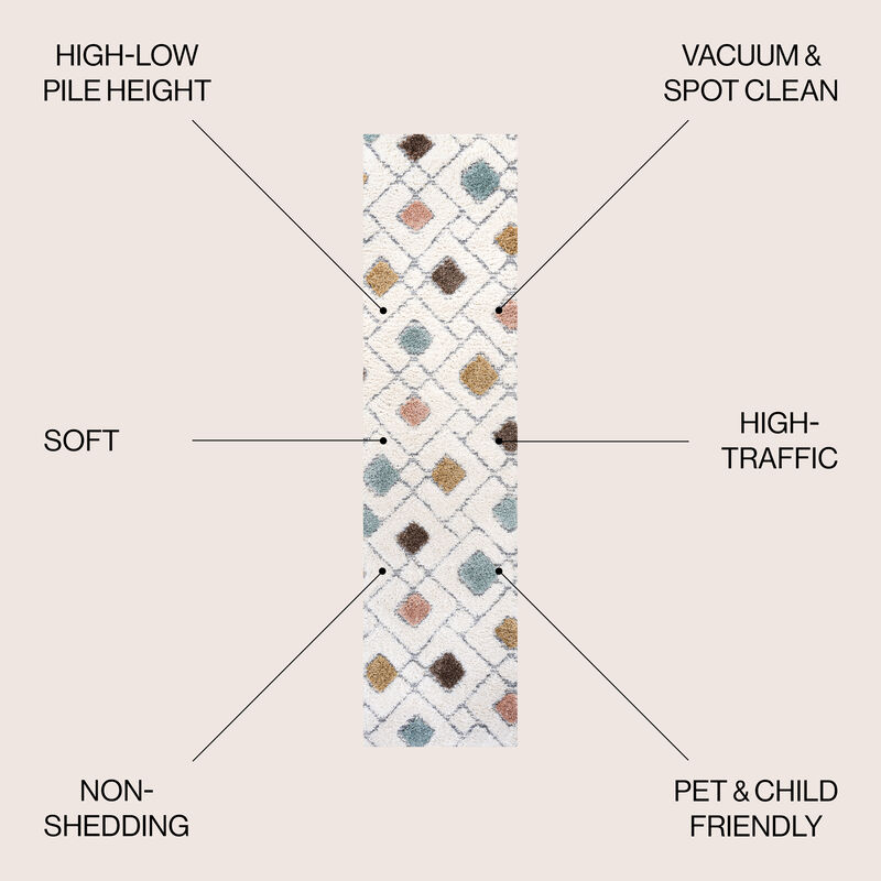 Astrid Retro Trellis High-Low Area Rug