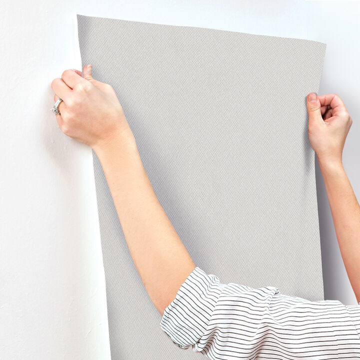 Tisket A Tasket Light Grey Basketweave Wallpaper (Set of 2)