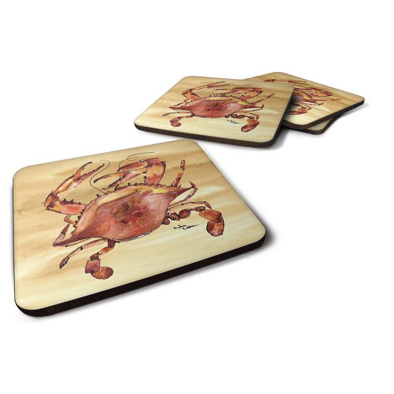 Caroline's Treasures 8154FC Crab Foam Coasters (Set of 4), 3.5 H x 3.5 W, Multicolor