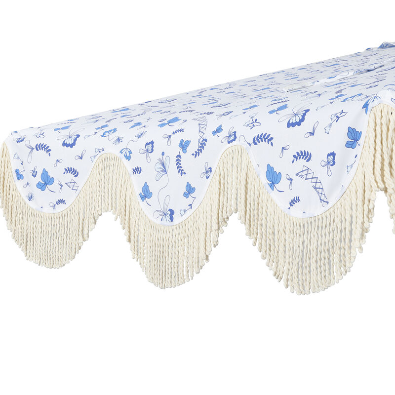 Beverly Designer Classic Scalloped Fringe Half Market Patio Umbrella with Crank, Push Button Tilt and UV Protection