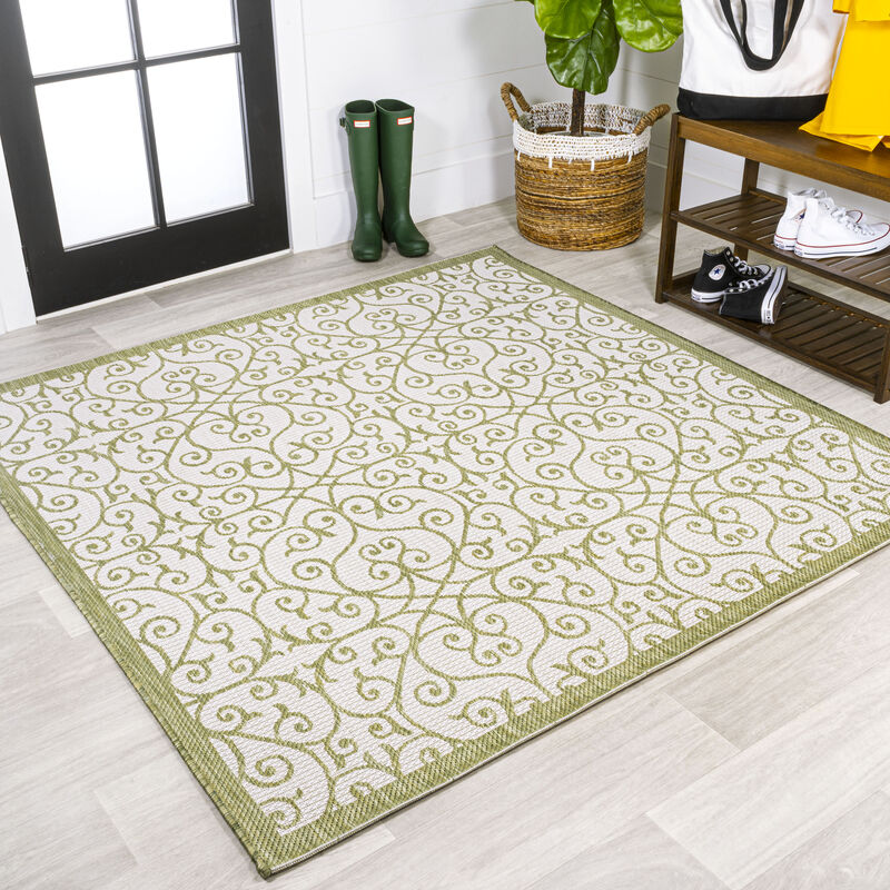 Madrid Vintage Filigree Textured Weave Square Indoor/Outdoor Area Rug