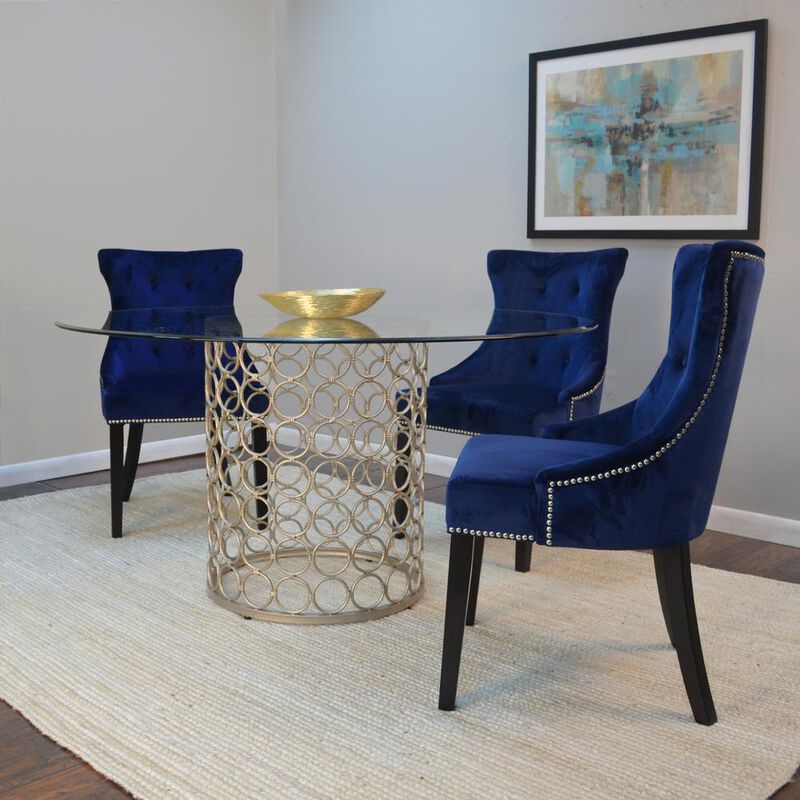 Carolina Living Julia Tufted Back Upholstered Chair - Set Of 2 - Espresso - Navy Upholstery