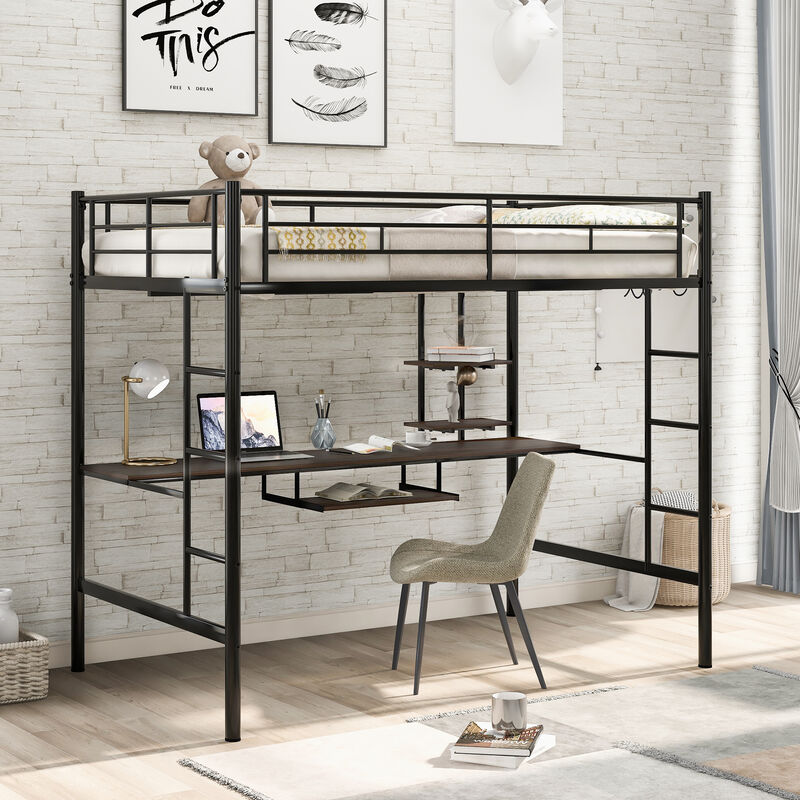 Merax Classic  MDF Loft Bed with Desk and Shelf