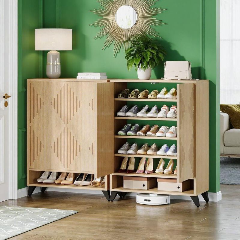 Entryway Natural Shoe Cabinet For Storage image number 6