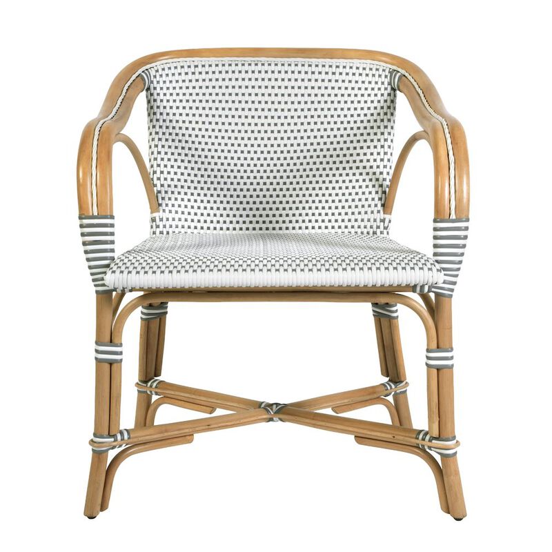 Butler Specialty Portofino 18.75 in. Seat Height Rattan Arm Chair, White and Gray image number 4