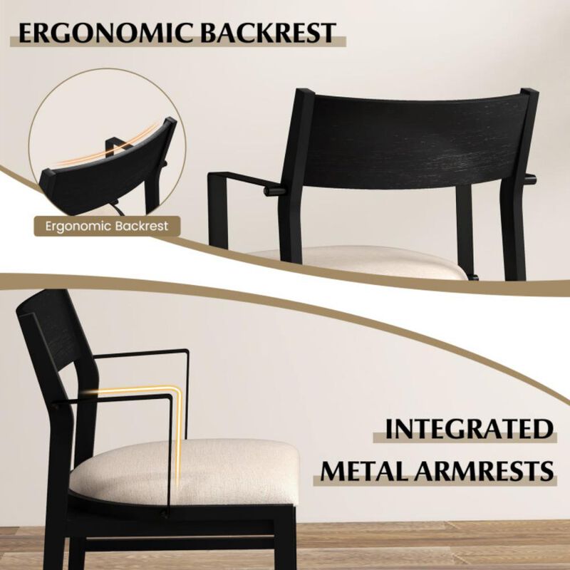 Hivvago Dining Chair with Contoured Backrest and Padded Seat Set of 2