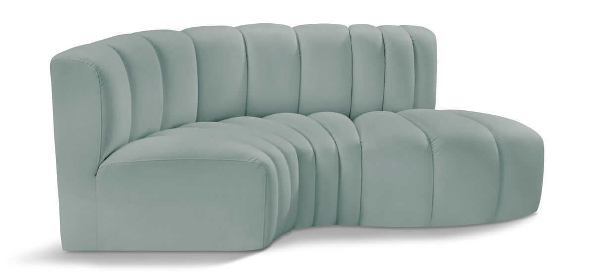 Meridian Furniture Arc Mint Green Vegan Leather Modular Sofa