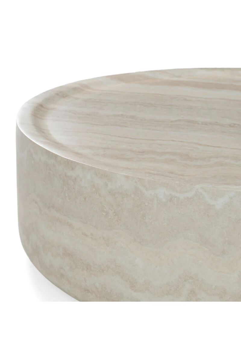 Round Travertine Finish Coffee Table | OROA Modern Benji image number 5