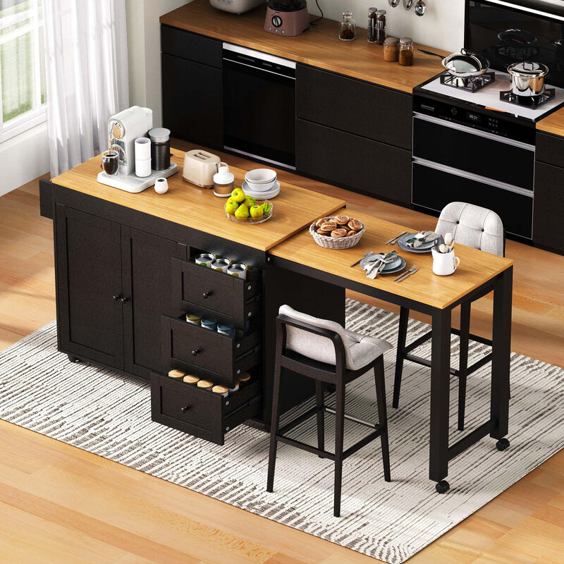 Merax Kitchen Island with Extendable Dining Table