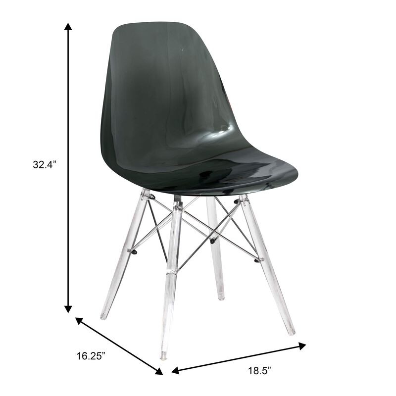 LeisureMod Dover Molded Side Chair with Acrylic Base, Set of 4
