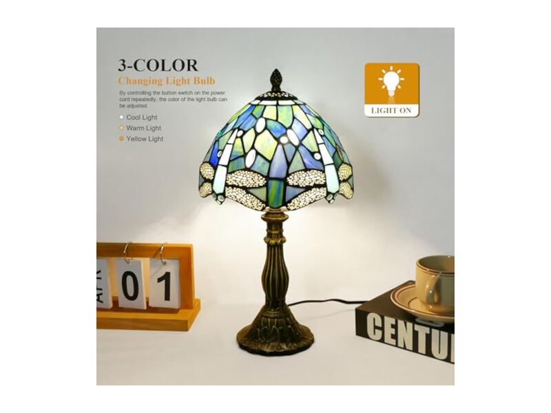 Tiffany Style Stained Glass Dragonfly Table Lamp For Living Room Bedroom image number 1