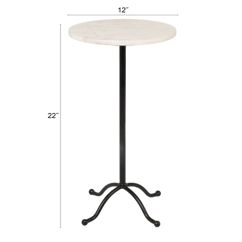 Marble Pedestal Side Table, White and Black image number 2