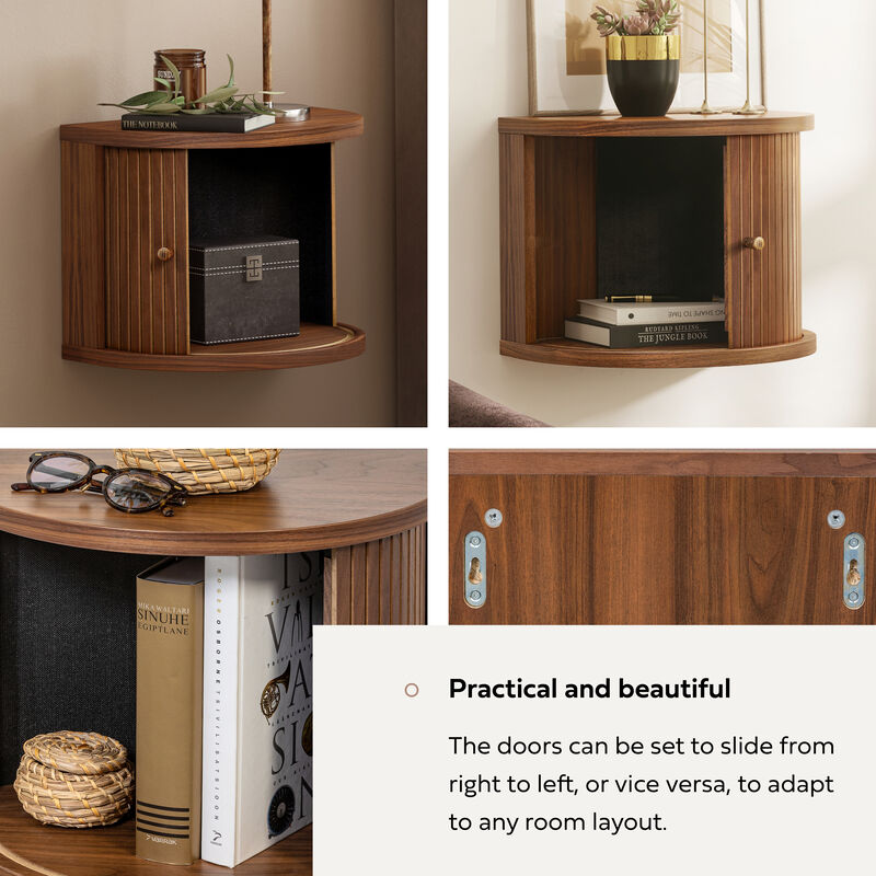 SLIDDO 16'' Floating Nightstand with Storage and Sliding Door.