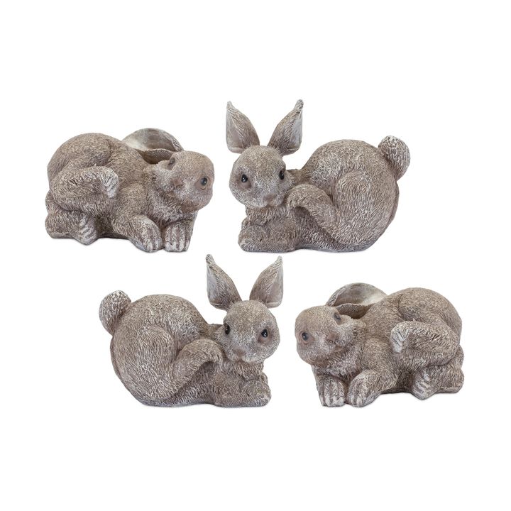 Set of 4 Bunny Figurines Decorative Garden or Home Decor Accents