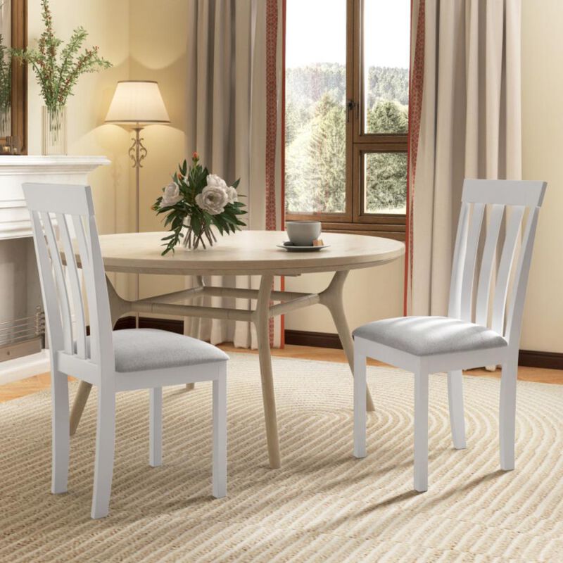 Hivvago Dining Chair Set of 2 Upholstered Wooden Kitchen Chairs with Padded Seat and Rubber Wood Frame