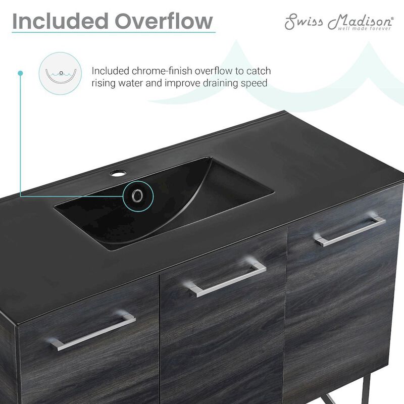 Annecy 48" Freestanding Bathroom Vanity in Black Walnut with Sink Top image number 3