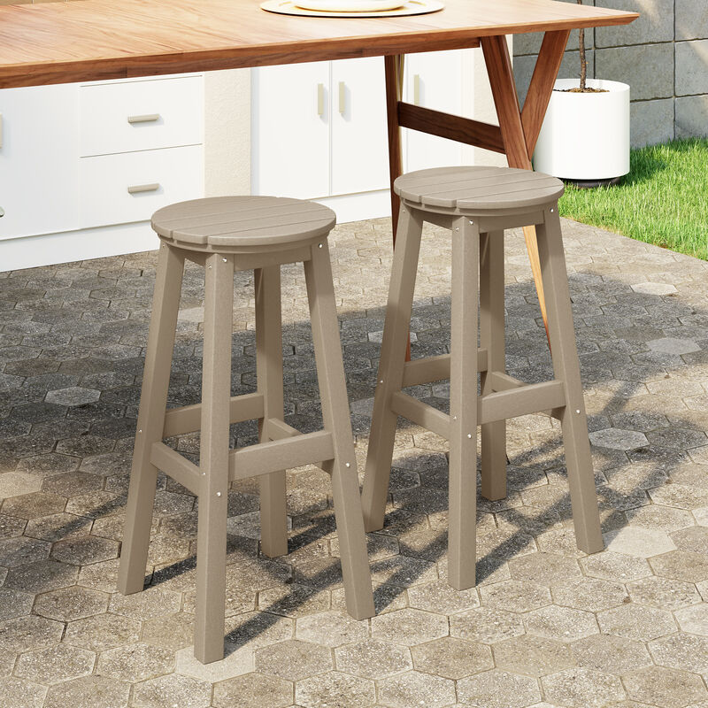 WestinTrends 29" HDPE Outdoor Patio Round Bar Stool Set of 2