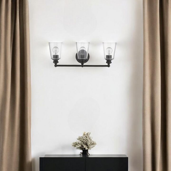 Hivvago Three Light Antique Bronze Glass Shade Wall Sconce