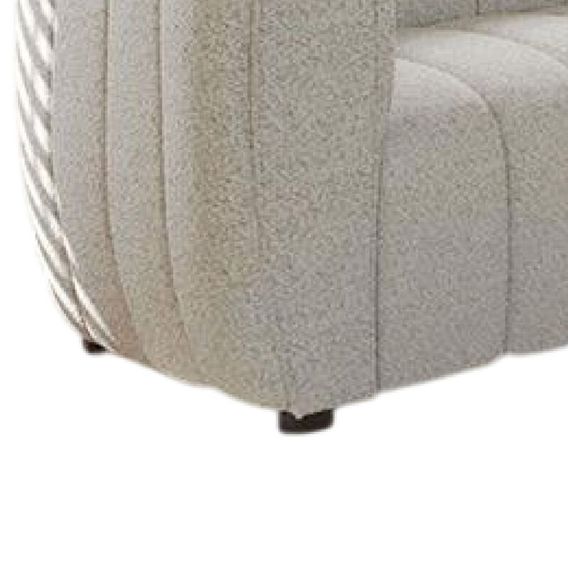 Hery Loveseat, 65 Inch, White Boucle, Vertical Channel Tufted Details - Benzara - Benzara