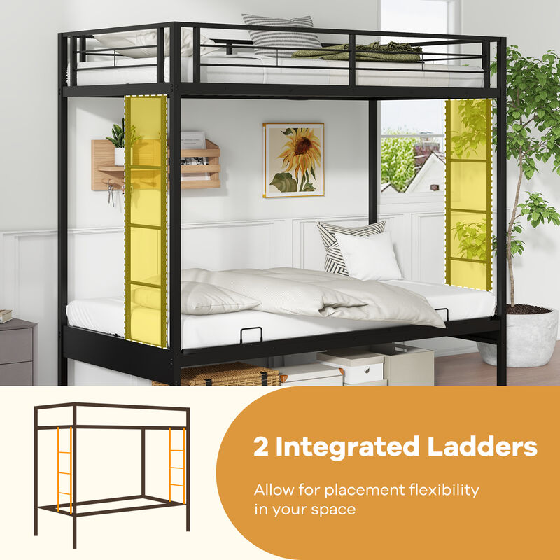 Over Futon Bunk Bed with 2 Ladders and Safety Guardrails